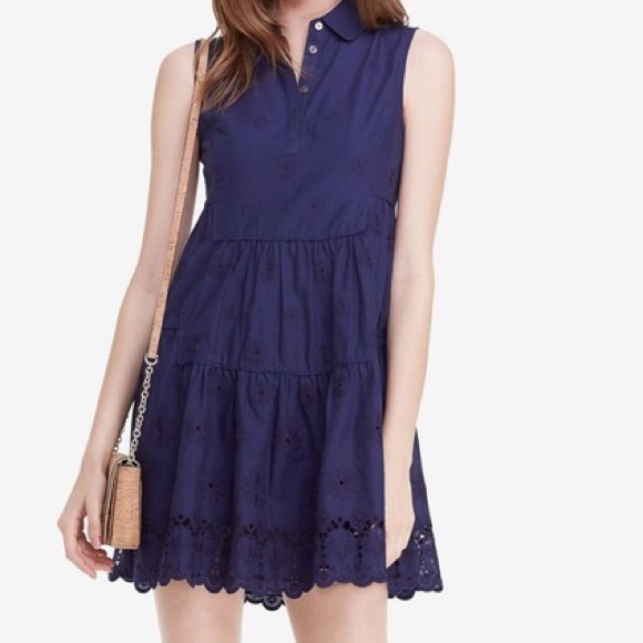 Diane Von Furstenberg Dresses & Skirts - DVF Kit Cotton Eyelet Shirt Midnight Dress